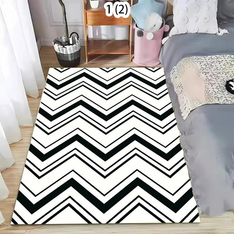Luxury Black White& Gold Rug Soft Non-Slip Washable Area Carpet Vintage Modern Glitter Floor Mat for Living Bedroom Entryway