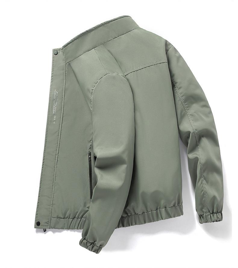 Spring Fashion Solid Color Casual Trend Stand-up Collar Jacket Printed Popular Windbreaker Coats Overcoat Men
