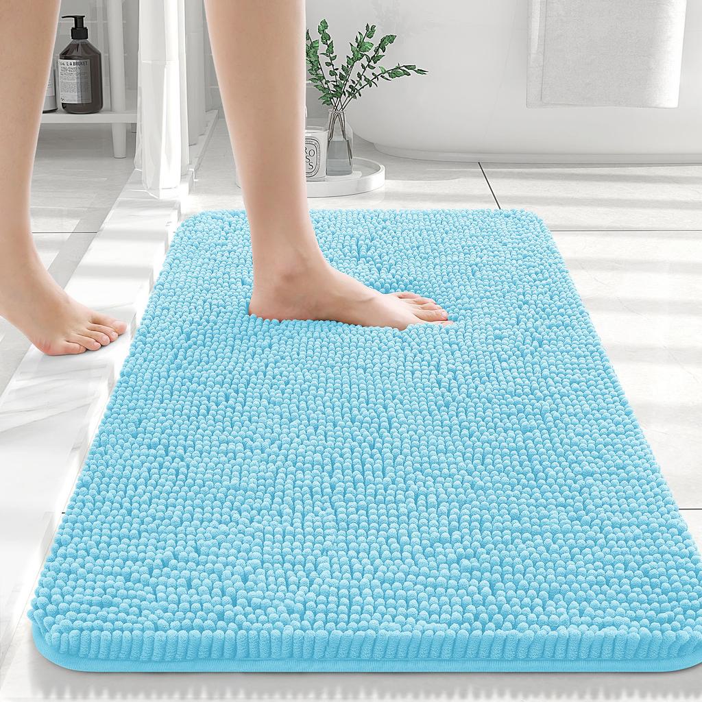 HAPIHAPPY New Chenille Bathroom Rug Mat Extra Soft Thick Absorbent Shaggy Bath Mats Non-Slip Machine Wash Dry Plush Bath Rugs