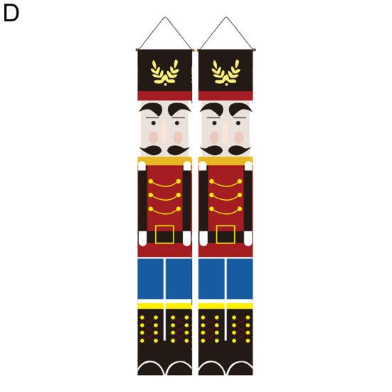 1 Paar Nussknacker Soldat Banner Weihnachten Veranda Schild Türhänger Frohe Weihnachten Banner für Weihnachts-Heimdekoration
