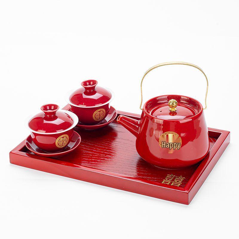 Wedding Tea Set: Complete Cup & Pot Set with Joyful Bowl, Ideal Gift for Newlyweds.
