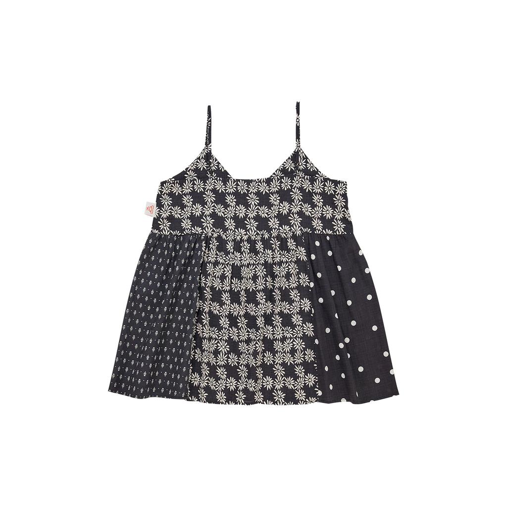 Goteu Patchwork Bustier Sleeveless - Black