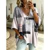 Übergrößen Damen V-Ausschnitt Fledermausärmel T-Shirt Bohemian Ethnischer Druck Lockerer Oberteil Sommer Bequem Atmungsaktiv Tägliches Pendeln Lässig Schlankmachender Stil