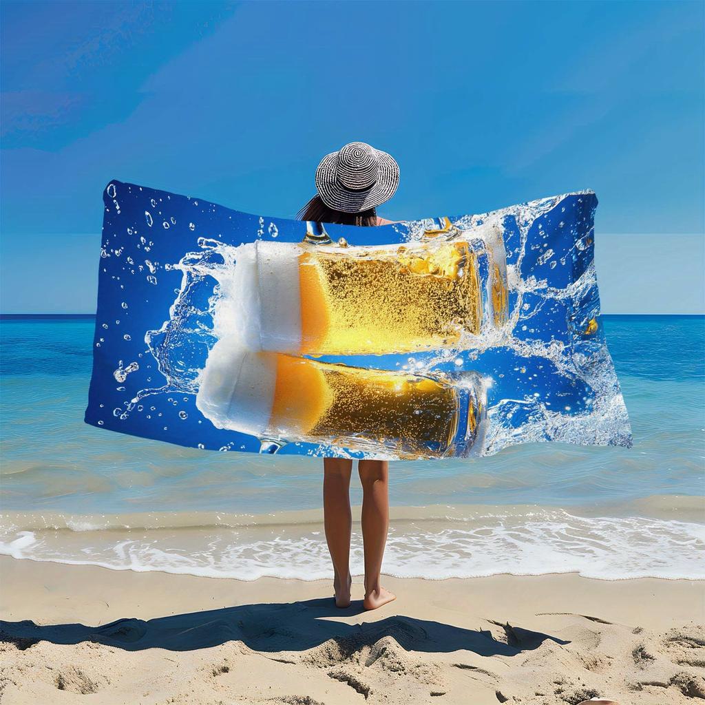 Bier Anstoßen Strandtuch, Lustiges Party-Thema Kunst Schnelltrocknend Sandfrei Mikrofaser Badetücher für Yoga, Schwimmen, Reisen und Camping