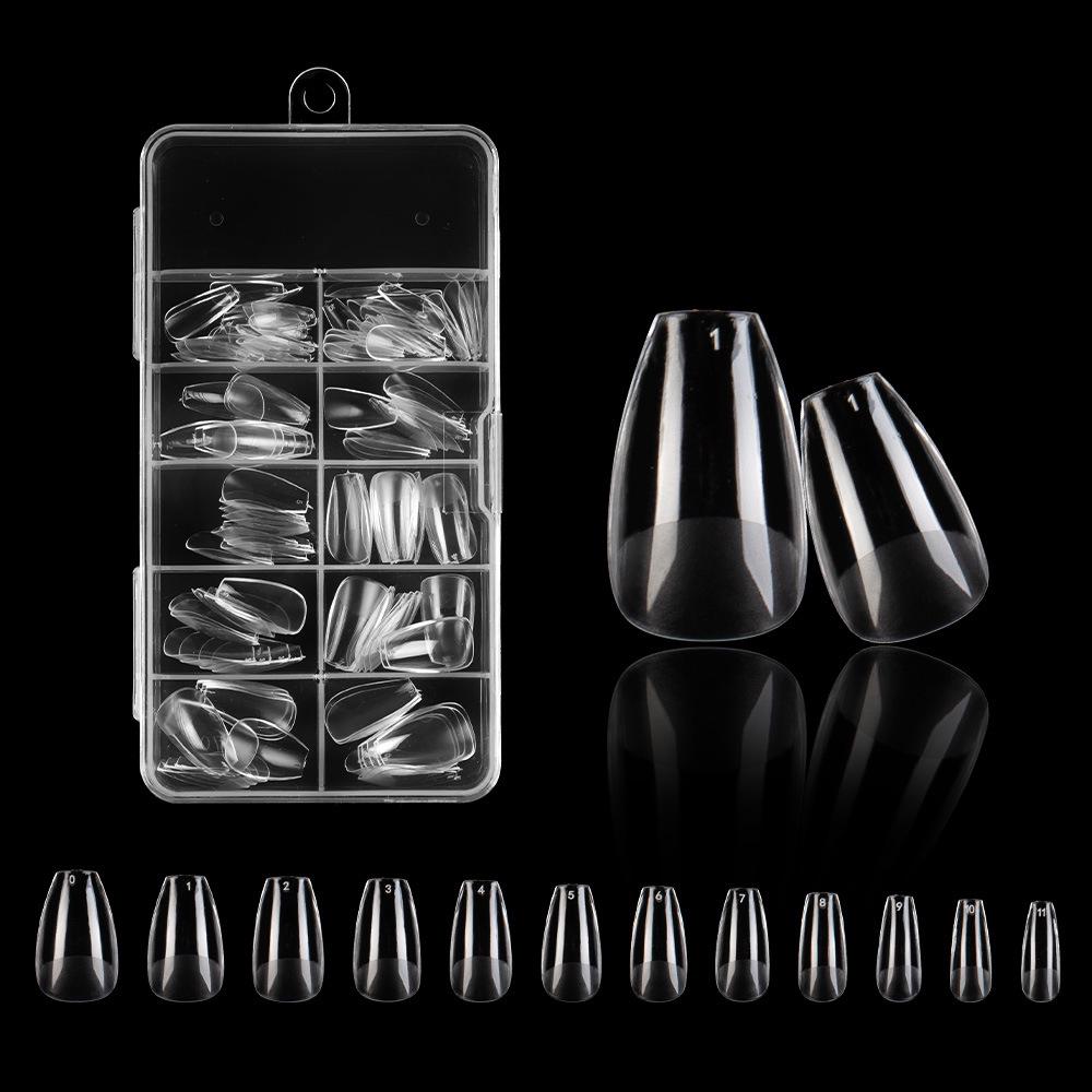 120/100-Piece Set of Clear Frosted Square Oval Almond Ballet Wear-On False Nail Art Tips