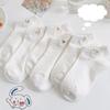 Women's Japanese Style Cotton Ankle Socks - White, Cartoon Design, Summer Short Low-Cut, Korean Fashion
