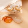 Ingemark 4Pcs/Set Minimalism Retro Geometry Resin Rings Women Trendy Creative Metal Open Knuckle Ring 2026 New Couple Jewelry