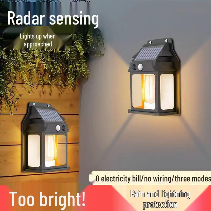 Outdoor Solar Waterproof Tungsten Filament Courtyard Light with Motion Sensor