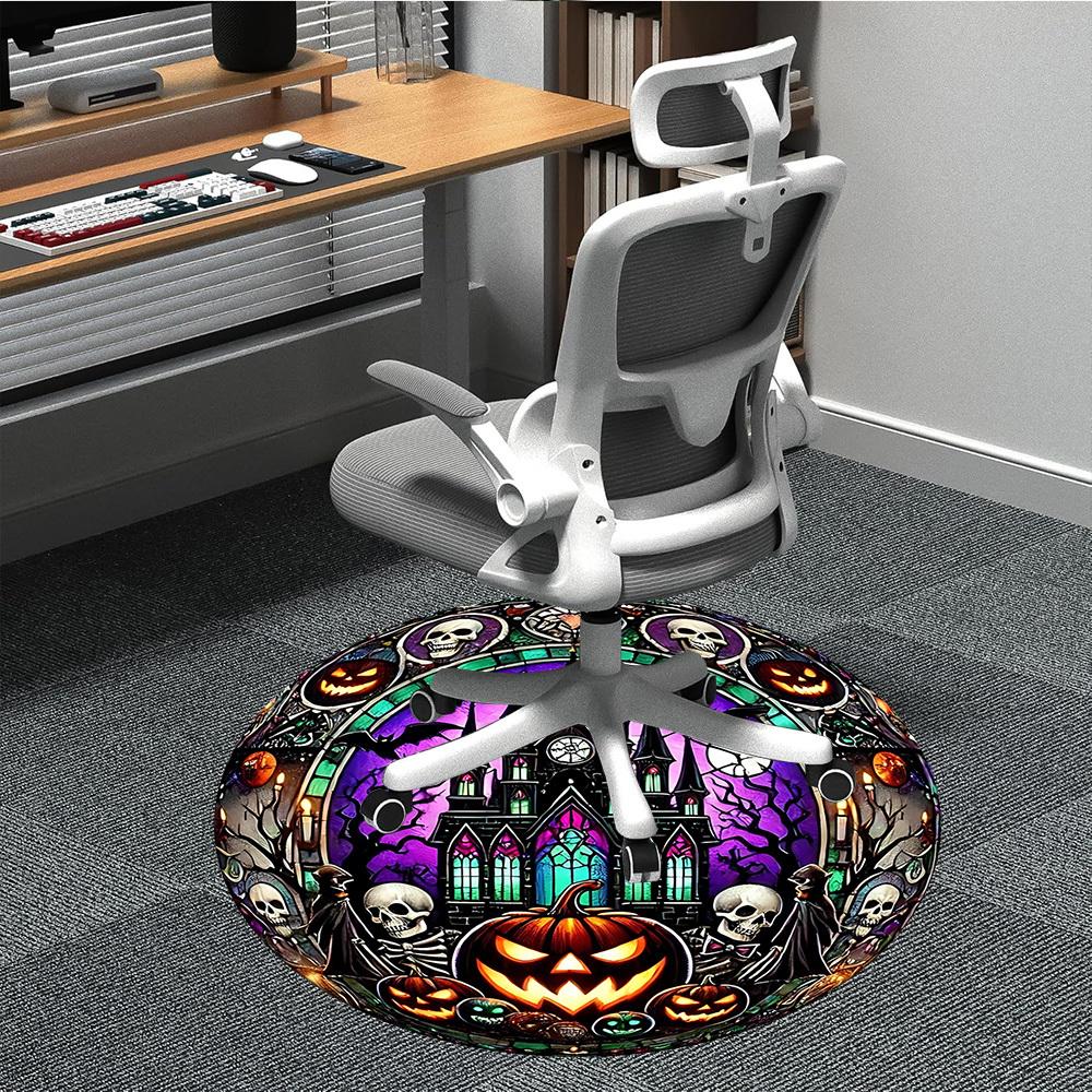 

1pc Halloween Stained Glass Chair Carpet for Office Non-Slip, Machine Washable Rug for Office, Room - Polyester, Machine Made yy251029152 80cm by 80cm
