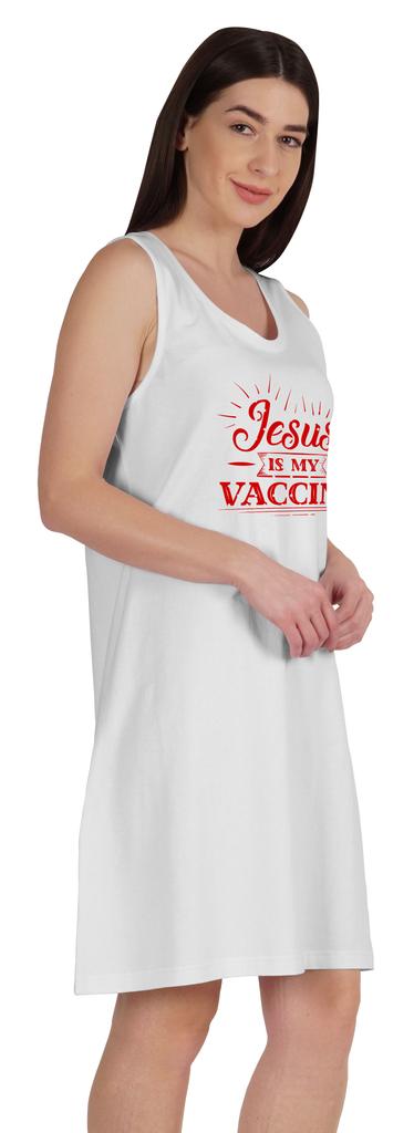 Inkmeso Jesus Is My Vaccine T-Shirt Funny Pro Vaccine Summer Scoop Neck