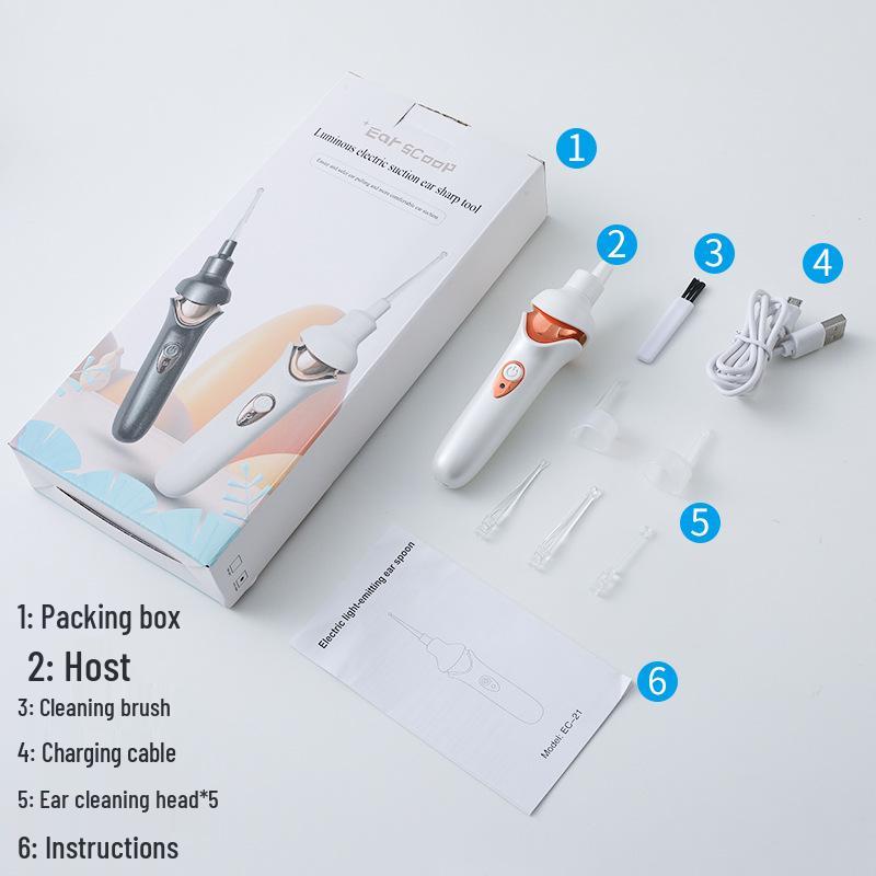 Beleuchtetes Elektrisches Ohrreiniger-Gerät mit Saugfunktion und Ohrlöffel für Erwachsene und Kinder