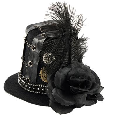 Eleganter mit Kette verzierter gefilzter Haarclip Dramatischer Samt-Hutclip Uhrwerk für Halloween-Event