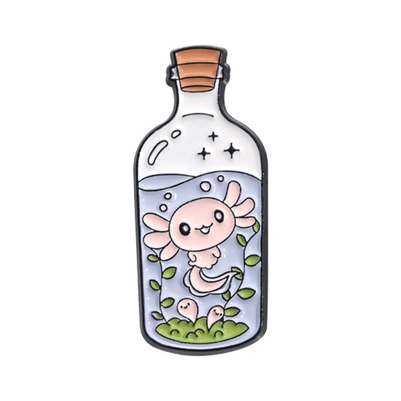 Cartoon Wishing Bottle Enamel Pins Marine Creatures Mushroom Planet Starry Bottle Brooches Lapel Badge Jewelry Gifts for Friends