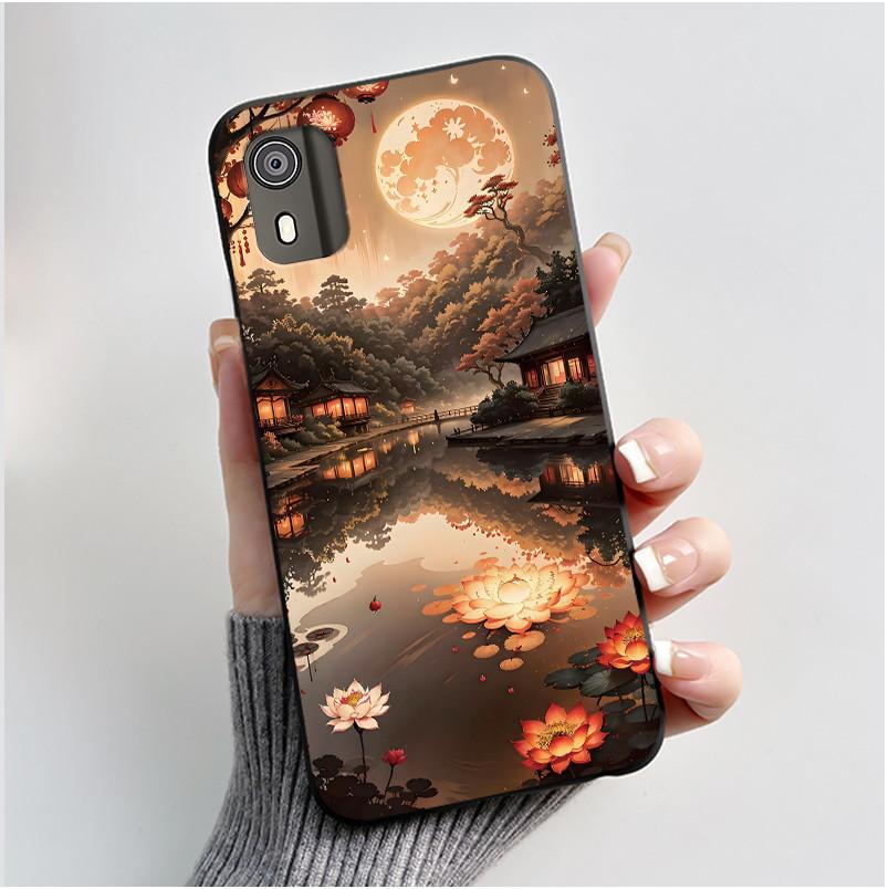 For Nokia C02 Phone Case Cute Funny Love Rabbit Animal Black Matte Soft TPU Protective Back Cover for Nokia C2 2nd Edition Case