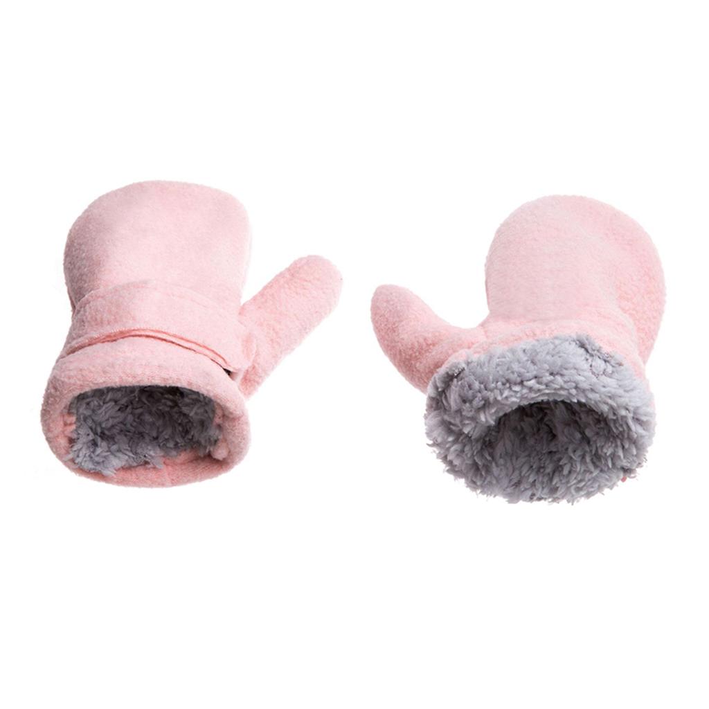 Thick Polar Fleece Mittens for Children Boys Girls Winter Gloves Warm Skiing Gloves Adjustable Lined Gloves Hand Warmers