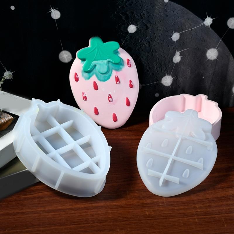 Silicone Storage Box Mold Set Strawberry/Star Shape Organizers Moulds Silicone Texture for Home and Office Ornament