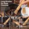 2PCS Long Handle Cleaning Brush Wooden Handle Powder Cleaning Brush  Coffee Machine