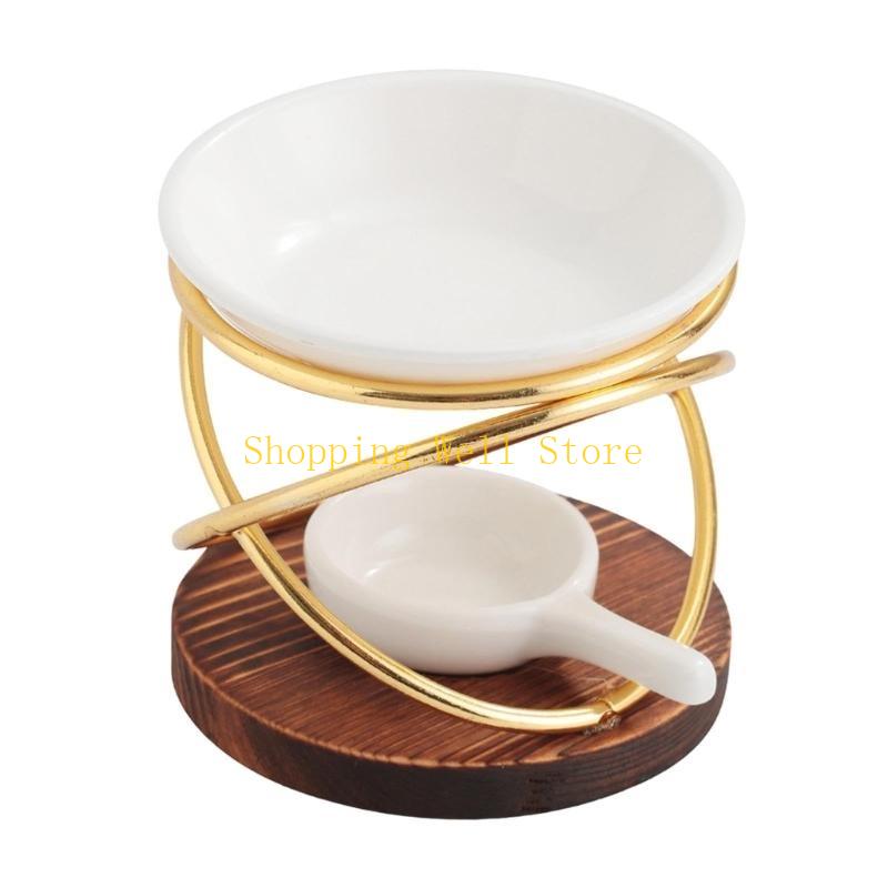

KX4B Ceramic Tealight Holder Essential Oil Burners Oil Diffuser Wax Melt Warmer For Meditations Home Decorations золотий