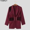Incerun Lapel Long Sleeve Men Mesh Patchwork See Through Casual Thin Blazer Coats