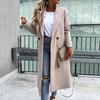 Elegante giacca lunga da donna con colletto, manica lunga, bottoni, soprabito invernale per ufficio