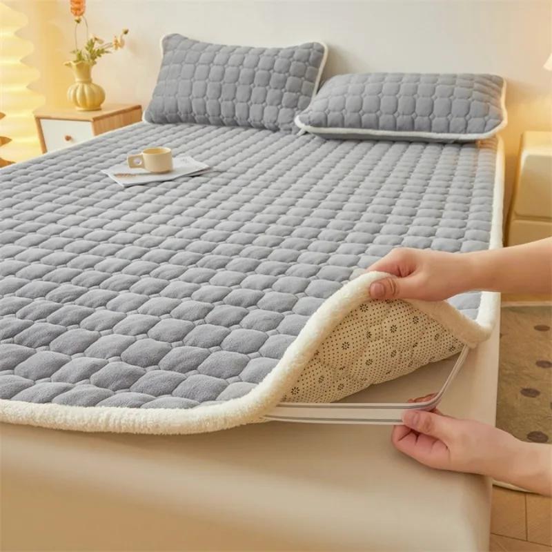 Class A Thickened Milk Fleece Mattress Winter Warm Fleece Bed Cover Student Dormitory Mat Quilt