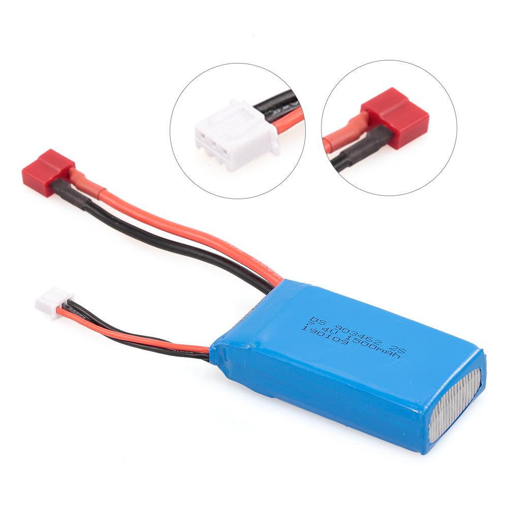 RC Li-Po Battery 7.4V 1500mAh 25C 2S Rechargeable with T Plug for RC Drone Car Boat Helicopter