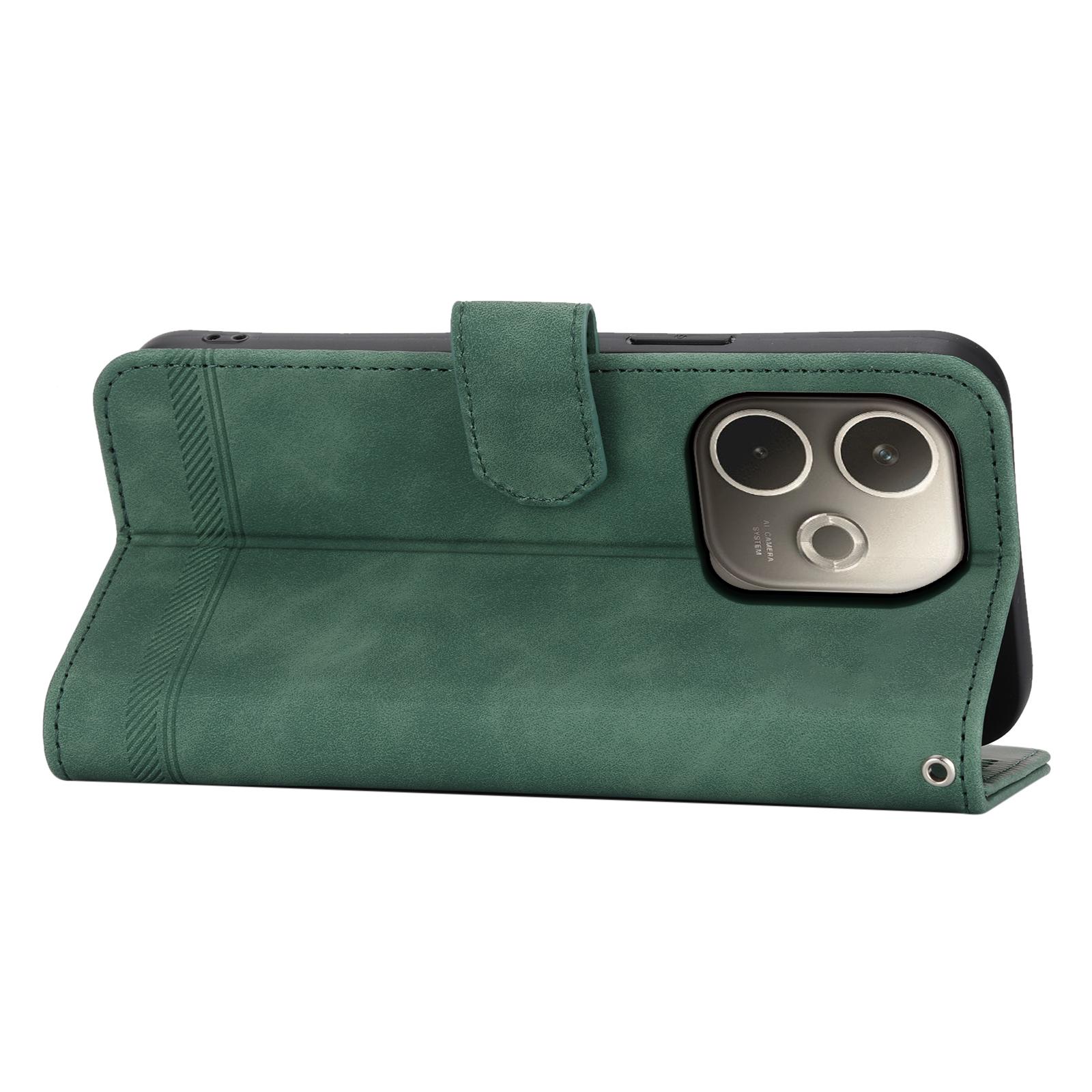 

DIERFENG DF-03 For Oppo A5 Pro 5G Leather Case Lines Imprint Wallet Phone Cover Pink