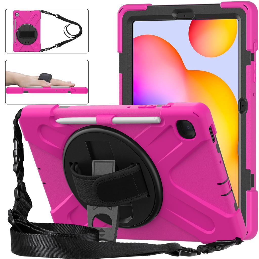 For Samsung Galaxy Tab S6 Lite Stand Case SMP620 P610 P613 P615 P619 Anti-knock Cover Holder with Pencil Slot and Shoulder Strap