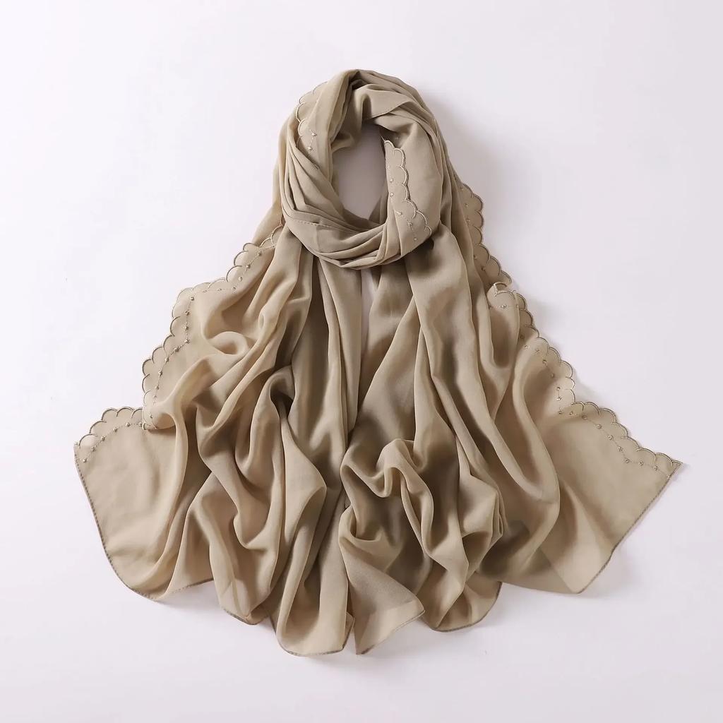 Premium Embroidered Chiffon Hijab Scarf Veil Chiffon Shawl For Women Muslim Hijabs Hair Turbans For Women Foulard Femme Hijab