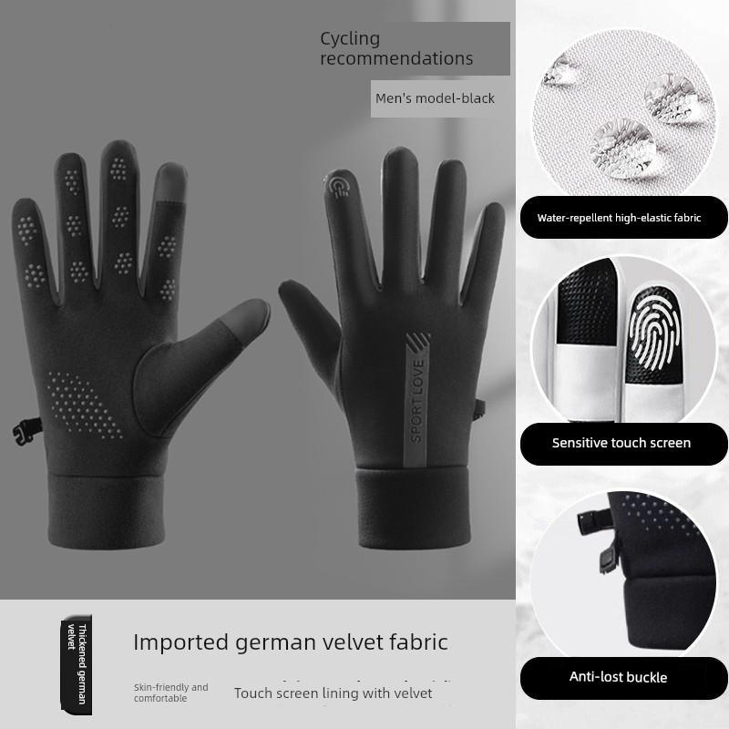 Winter Gloves Are Windproof, Waterproof, and Touch-Screen Compatible for Couples, Men and Women, for Winter Cycling and Skiing, with Added Fleece for
