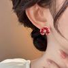 Silver needle drip glaze smudge flower unique temperament stud earrings women's exquisite niche earrings high-end light luxury earrings