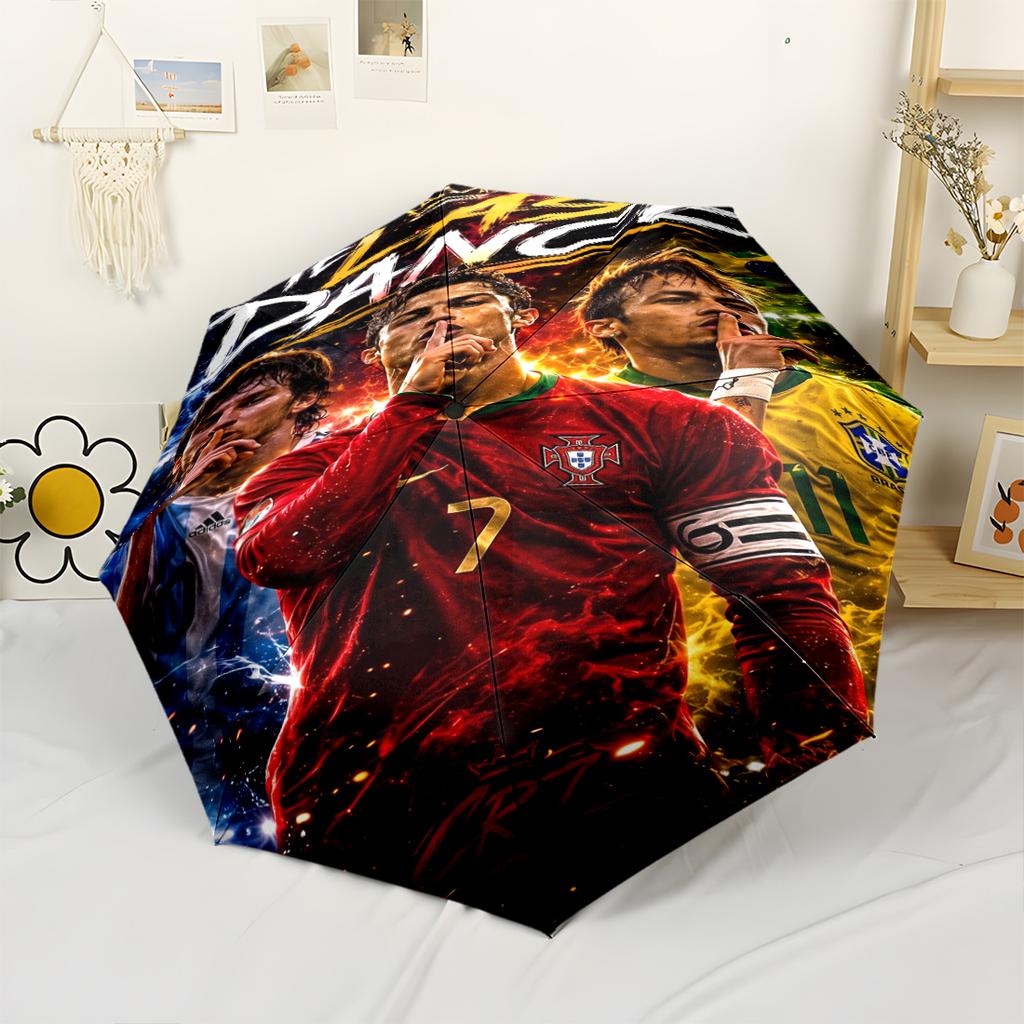 Ronaldo's Powerful Football Legend Cr7 Outdoor Automatic Umbrella Compact 8-Rib Lightweight Foldable Design Travel Essential Outdoor Accessory