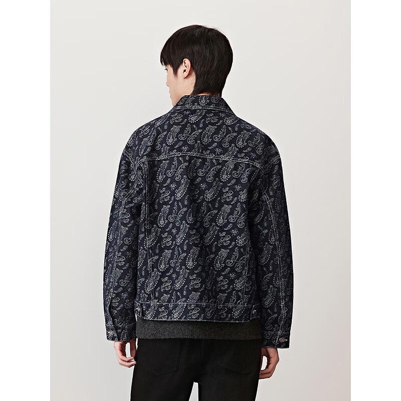 GXG Men's Jacquard Loose Fit Denim Jacket