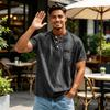 Men's Casual Short Sleeve Henley Shirt Lightweight Breathable Button Front Pocket Tee Top