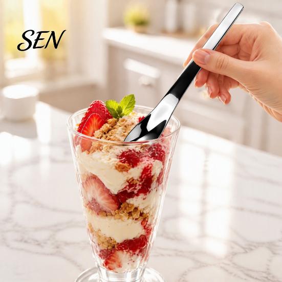 Stainless Steel Ice Cream Spoon 304 Spoon, Multi-Purpose Dessert Scraper Versatile Kitchen Accessory for Yogurt Jam Oatmeal, Dishwasher Safe Stirring