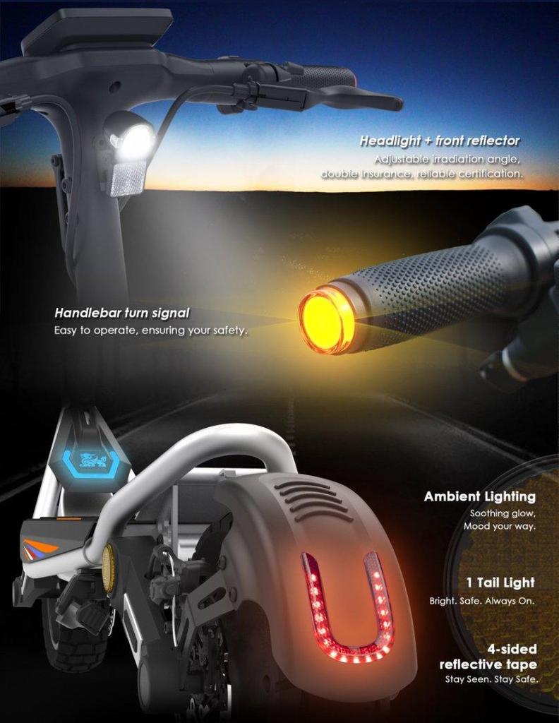 Kukirin A1 Electric Scooter 800W Motor 48V13Ah Battery 45km/h Max Speed 45km Max Range Front and Rear Shock Absorption