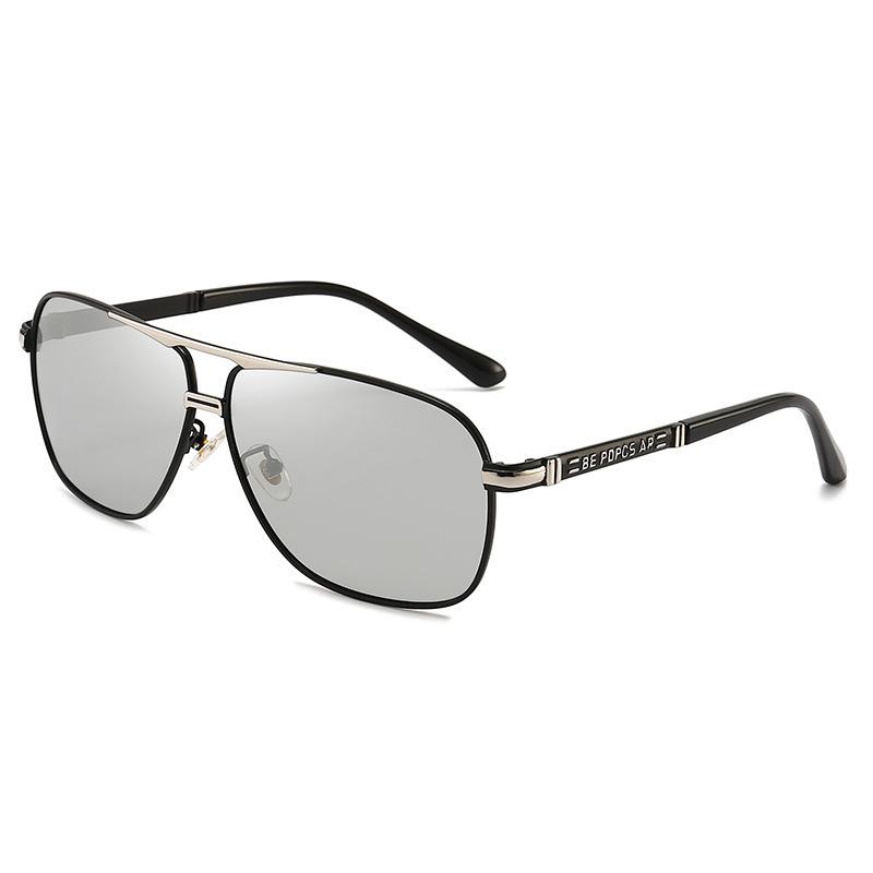 Polarized Sunglasses Men'S Square Double Beam Sunshade Driver Driving Fishing Discoloration Day And Night Han Chao