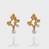 16k Gold Lava Pearl Earring [ 16k Gold Lava Imitation Pearl Earrings ]