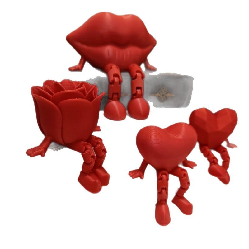 1pcs Valentine's Day Small Gift Rose Figurines 3D Printed Toys Dolls Ornaments Love High Beauty Handicrafts