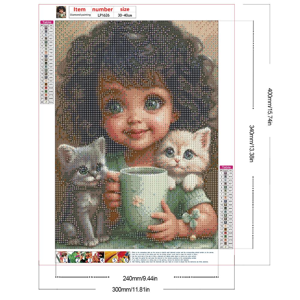 30*40CM 5D DIY Vollrunde Bohrer Strass Süßes Mädchen Kit Kunsthandwerk Mosaik Malerei Stickerei Handgefertigt Heimdekoration Geschenk