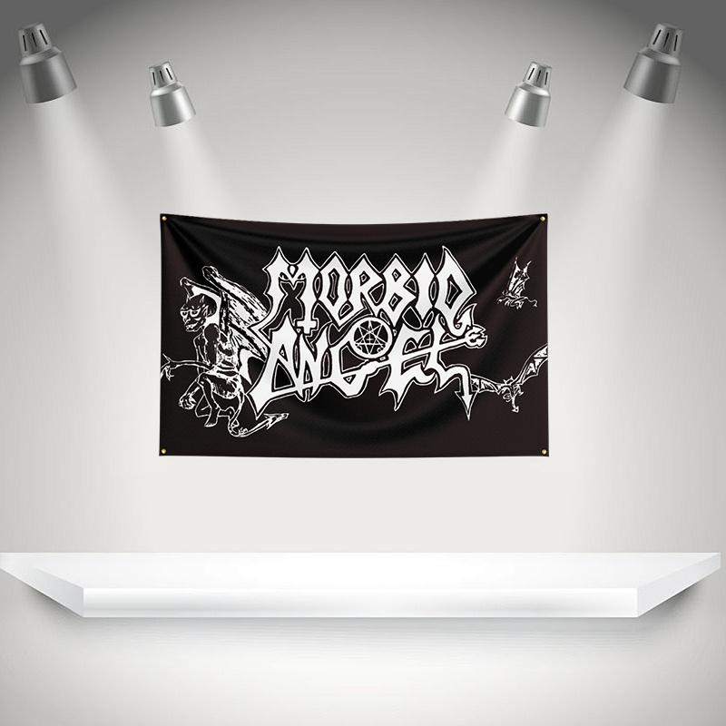 M-Morbids Angel Flag Rock Music Band Banner HD Printing Tapestry Exhibition, Music Band Fans, Garage Decor