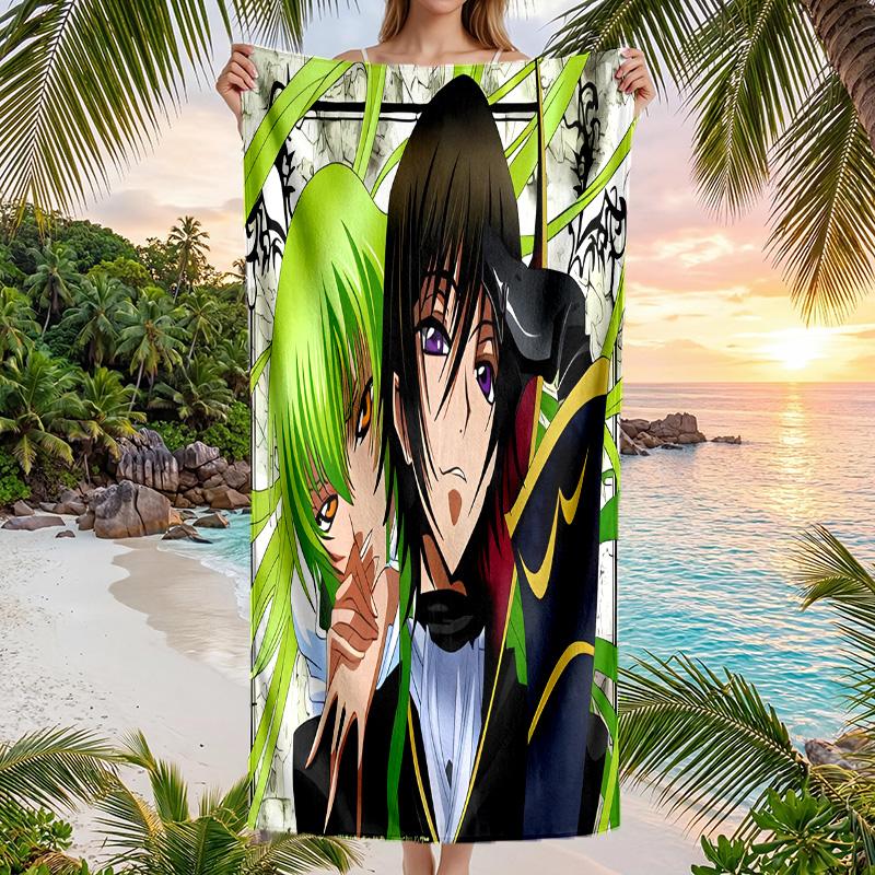 Beach Towel with Anime Code Geass Pattern - soft,absorbent,machine washable Lightweight&Modern,swimming,Travel Essentials