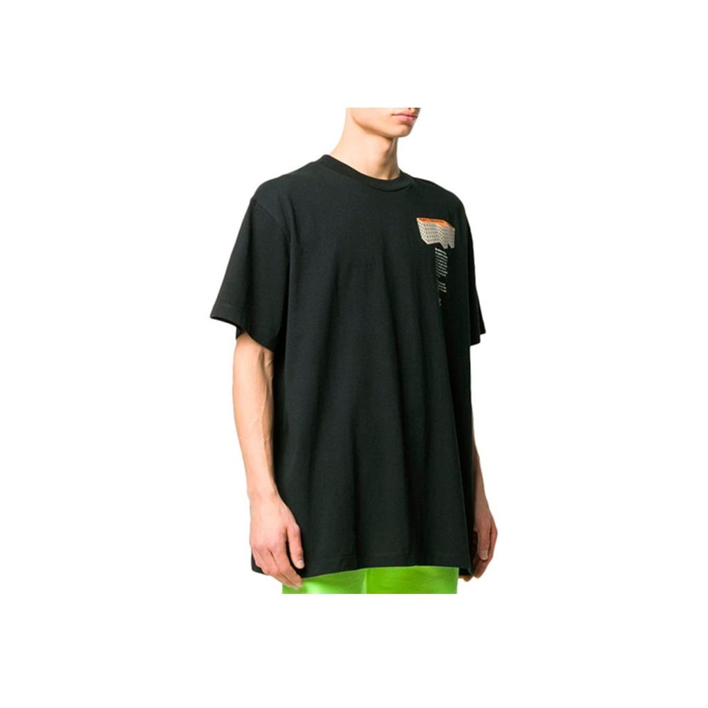 Off-White Rationalism Logo Print Short Sleeve T-Shirt Men Tops Black OMAA038R201850071088