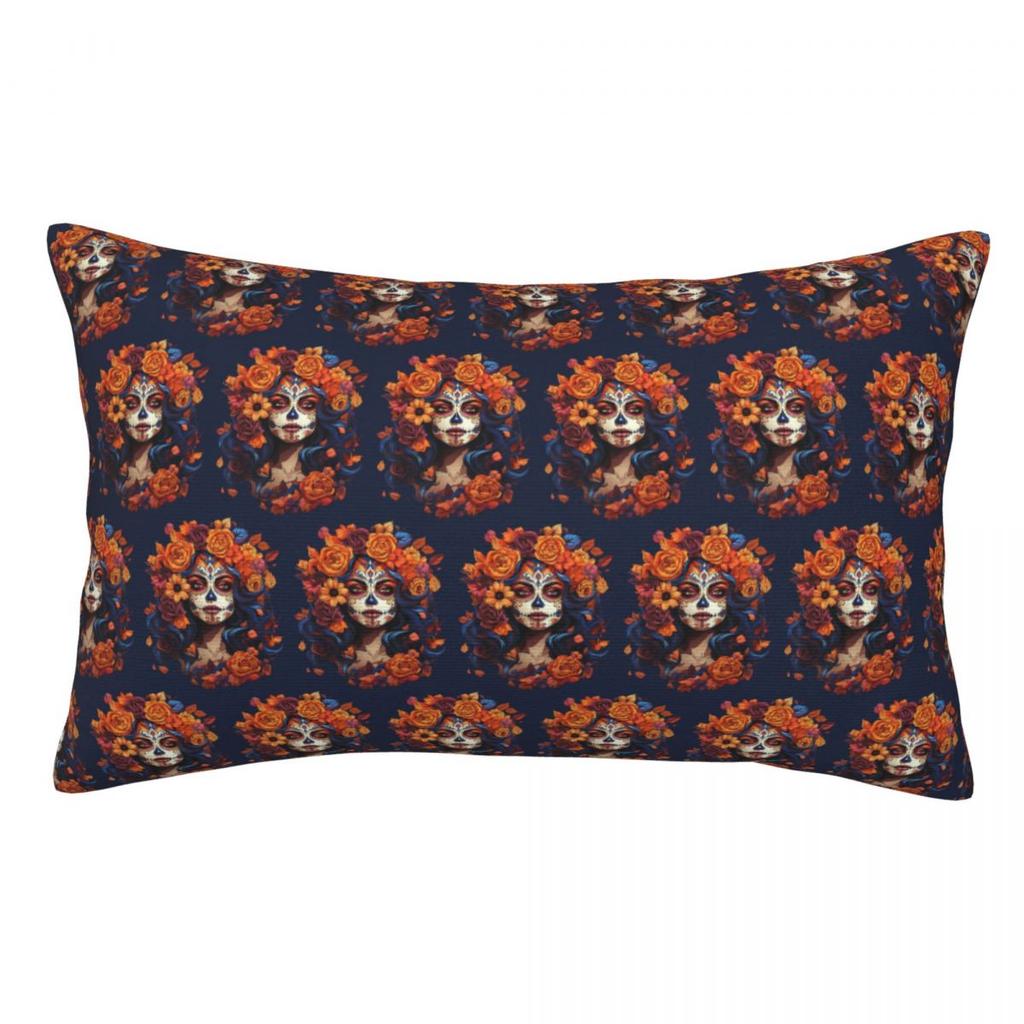 Mexican Catrina Girl Day Of The Dead Rectangle Pillowcase Cushion Cover Decor Bedroom Bed Home Comfort Throw Pillow