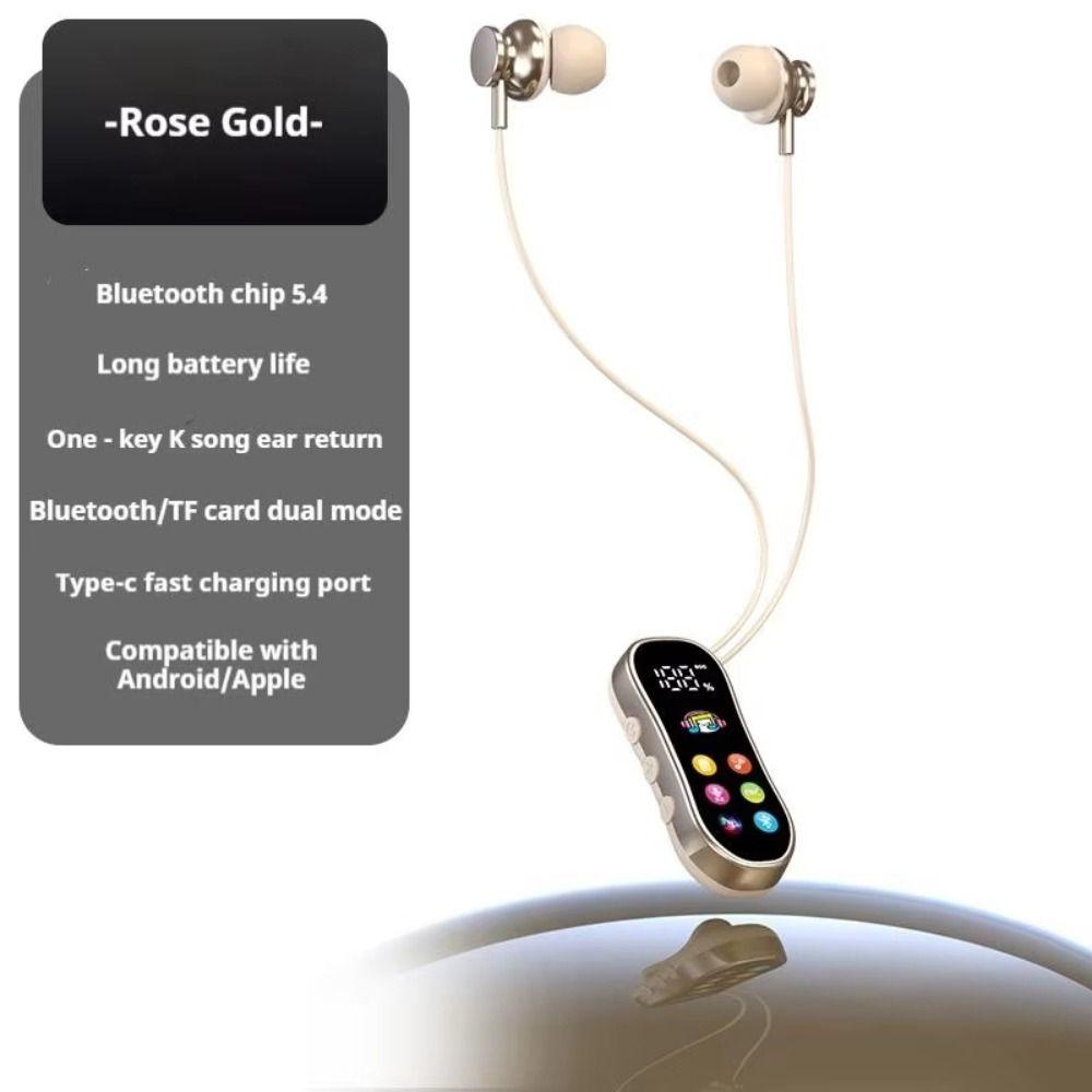 LED Screen Lavalier Bluetooth Earphones Card Insertion Wireless Headphones  HD Calling