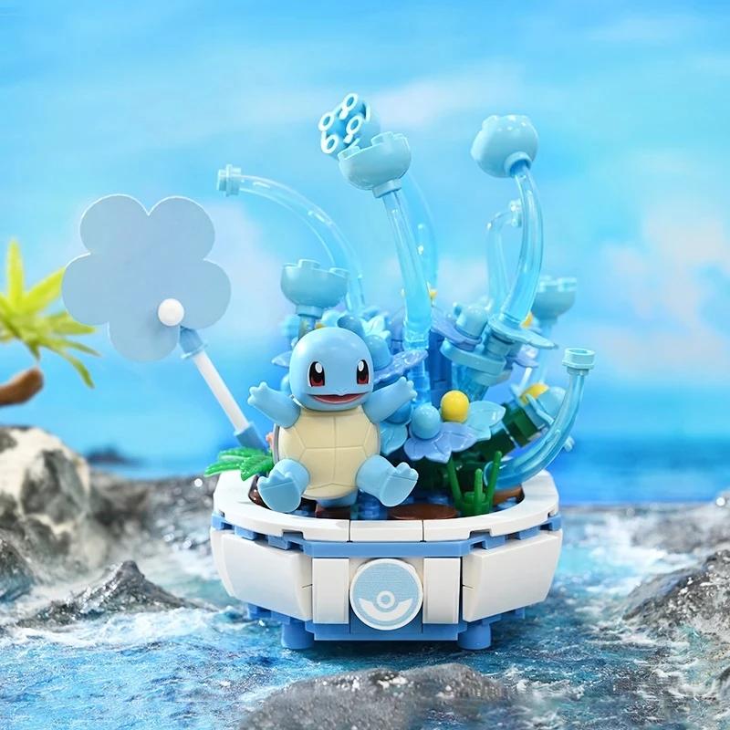 Pokemon Potted Building Blocks Pikachu Charmander Squirtle Model Toy Creative Plant Flower Bricks Kids Toys Gifts Desktop Display