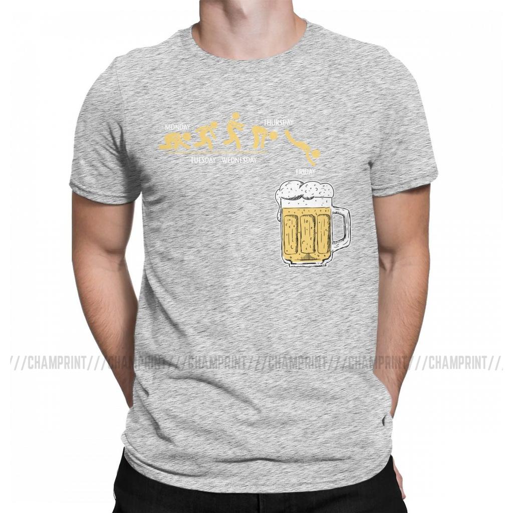 Funny Friday Beer Alcohol Weekend T Shirts Men 100% Cotton Vintage T-Shirt Round Neck Tees Short Sleeve Tops Plus Size