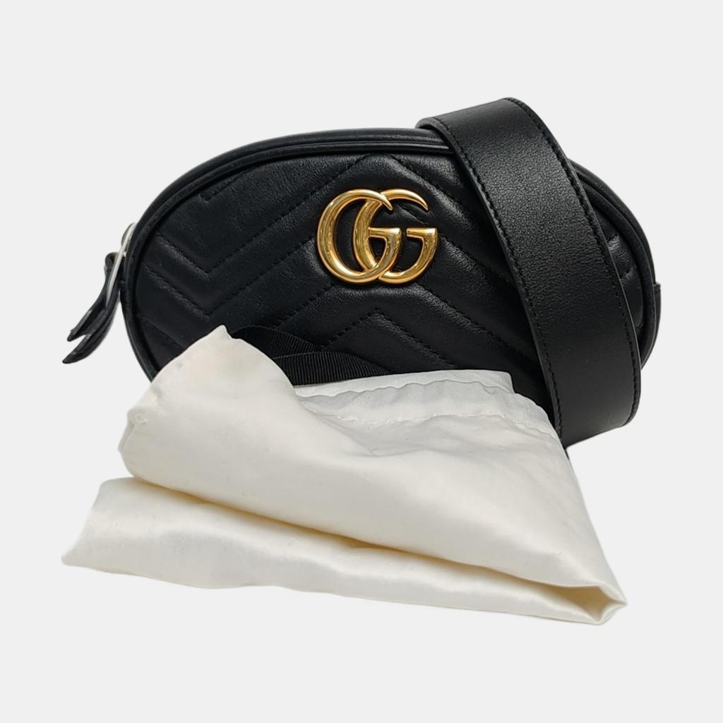 [Gebraucht] Gucci gesteppte Leder GG Marmont Matelassé Gürteltasche 38/95 'Schwarz' - Gut #1TOV7IS