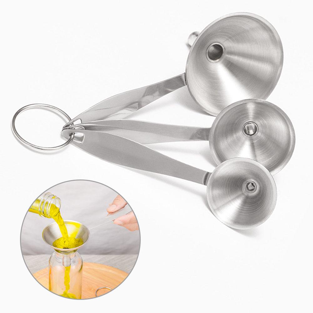 3 Stück/Set Kleines Edelstahl-Trichterset mit Einzelgriff-Trichter Küchenhelfer
