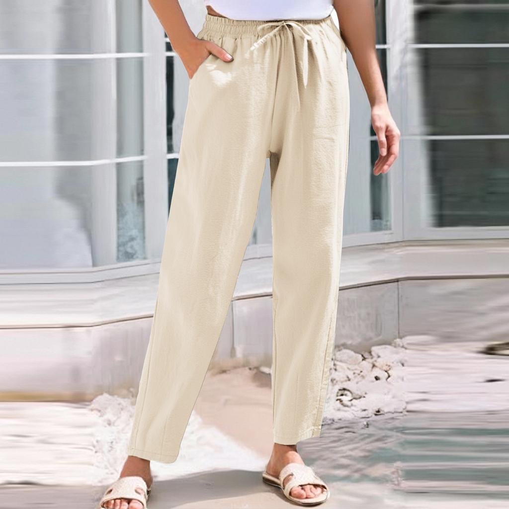 Women's Cropped Pants Stralght Pants With Pockets Lightweight Caual Loose  Trousers